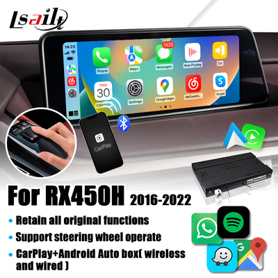 Interface Lexus CarPlay pour RX450H 2016-2022 RX350 Prise en charge sans fil Android Auto, caméras