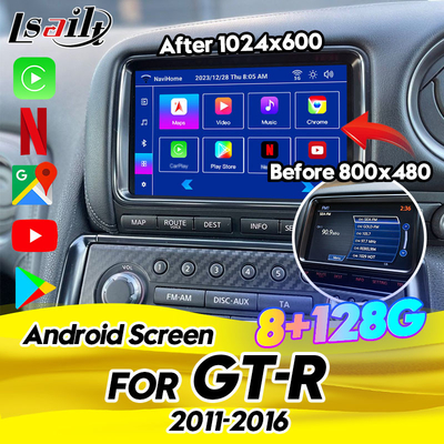 Lsailt 8 Go écran multimédia Android pour GT-R 2011-2016 Inclus CarPlay sans fil, Android Auto, Spotify, YouTube