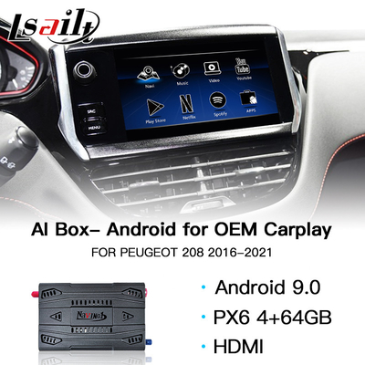 Boîte 4GB 64GB HDMI Android 9,0 de la voiture AI d'USB Carplay pour la navigation de Peugeot 208 GPS