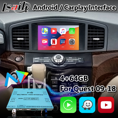 Interface visuelle de multimédia d'Android pour Nissan Quest E52 avec Carplay Youtube NetFlix Yandex