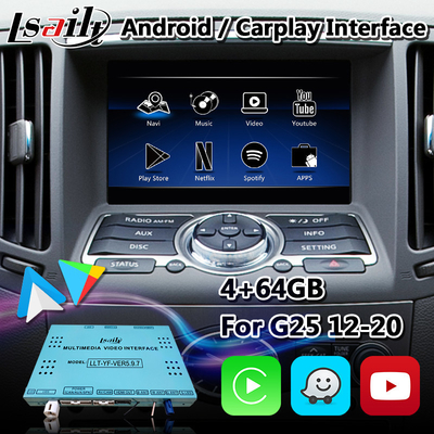 Boîte d'interface de navigation Android Carplay pour Infiniti G25 G37 G35 avec NetFlix Android Auto