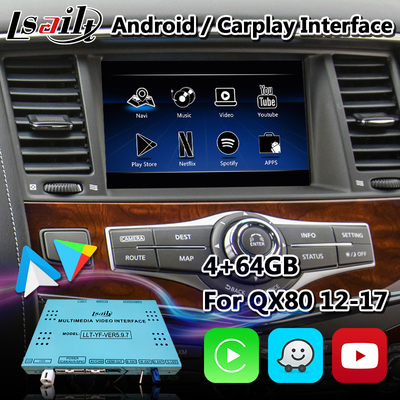 Interface de navigation de multimédia d'Android pour Infiniti QX80 avec Android sans fil Carplay automatique