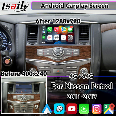 Écran Lsailt 8 pouces Android Carplay pour Nissan Patrol Y62 Pathfinder 2011-2017 avec Android Auto sans fil