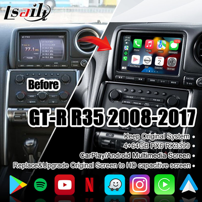 Écran de multimédia de voiture de Lsailt pour R35 GTR GTR avec 4+64GB CarPlay sans fil, affichage de surclassement