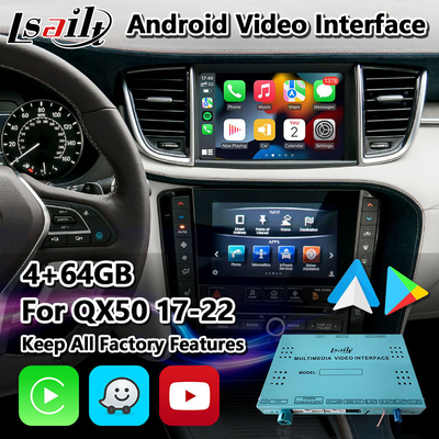Interface visuelle de multimédia de Lsailt 4+64GB Android pour Infiniti 2017-2022 QX50 avec Carplay sans fil