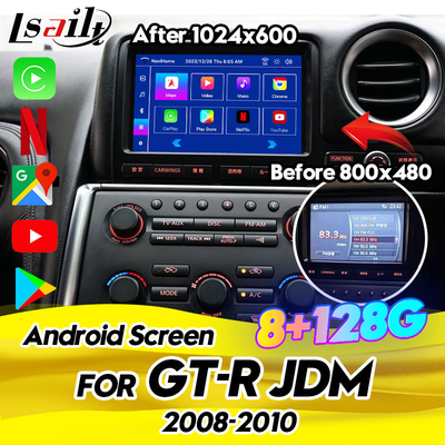 Écran multimédia de voiture pour Nissan GT-R R35 2008-2010 JDM Modèle équipé de CarPlay sans fil, Android Auto, 8+128GB