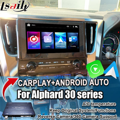 Module de mise à niveau automatique sans fil Apple CarPlay / Android pour Alphard Série 30 Vellfire Toyota Prise en charge de la radio FM, de l'a/c, du miroir, des caméras