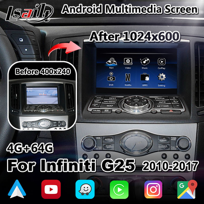 Lsailt Écran Carplay d'affichage multimédia de voiture de 7 pouces pour Infiniti G25 Q40 Q60