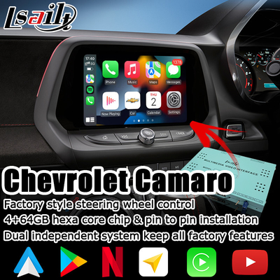 Contrôle visuel carplay automatique de voix d'interface de 4+64GB Android pour Chevrolet Camaro 2016-2019
