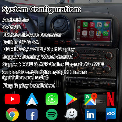 Lsailt Android Carplay Interface vidéo multimédia pour 2011-2016 Nissan GT-R R35 GTR