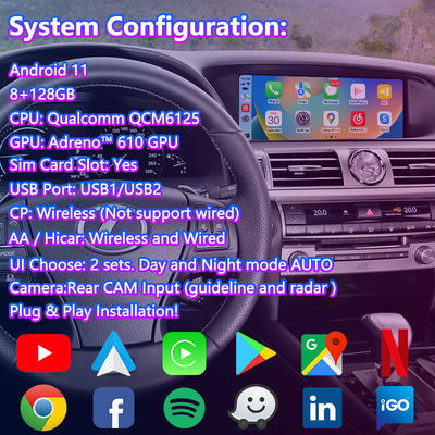 Lsailt 8+128GB Android Multimédia Carplay Interface Box pour Lexus LS LS600h LS460 2012-2017