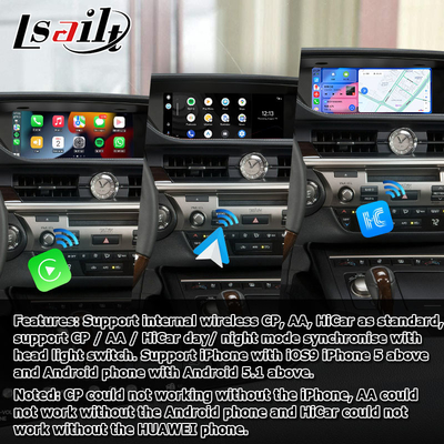 ES300h ES250 ES350 Lexus Mise à niveau de l'écran Android Carplay Android Auto Dash Cam 10,25 " Lsailt