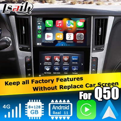 Interface GPS pour le jeu de voiture, 8+128GB Android 11 interface de boîte de navigation pour Infiniti Q50 / Q60