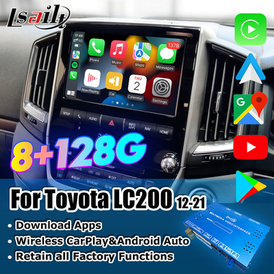 Interface vidéo multimédia 8+128GB pour Land Cruiser 2013-2021 LC200, VX_R, GX_R avec CarPlay sans fil