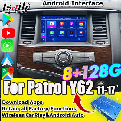 Lsailt 8+128G Android 13 Smart Infotainment Module pour Nissan Patrol Y62 2010-2020 Incluant le jeu sans fil CarPlay, NetFlix