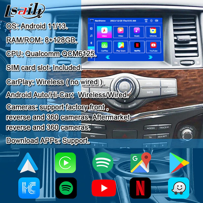 Lsailt 8+128G Android 13 Smart Infotainment Module pour Nissan Patrol Y62 2010-2020 Incluant le jeu sans fil CarPlay, NetFlix