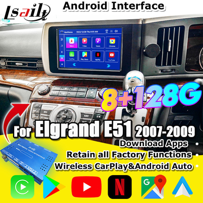 Lsailt 8G Android Smart Infotainment Module pour Nissan Elgrand E51 Série 3 Prise en charge du CarPlay, de YouTube, de l'écran de repose-tête