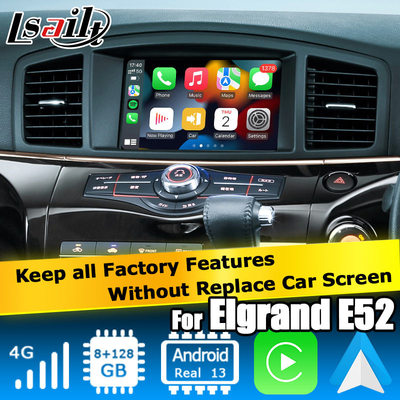 Nissan Elgrand Quest E52 Android 13 interface vidéo Box carplay module automatique Android 8+128