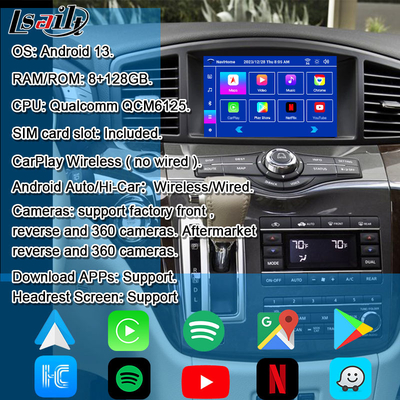 Lsailt Android 13 Module d'infodivertissement Android intelligent pour Nissan Quest 2011-2022 Prise en charge du jeu sans fil CarPlay, NetFlix