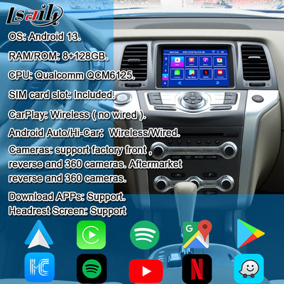 Lsailt 8G Interface multimédia CarPlay/Android pour Nissan Murano, Quest, Patrol Infiniti QX avec NetFlix, Google Map