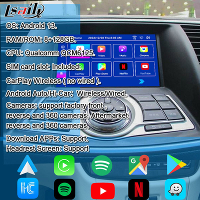 Interface multimédia Nissan pour Teana J32 Murano Quest Patrol Module d'infodivertissement Android 13 avec NetFlix, YouTube