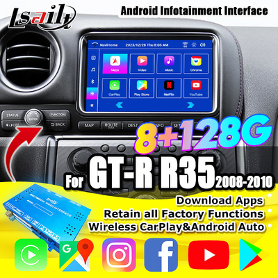 Interface sans fil CarPlay/Module d'infodivertissement Android pour GT-R GTR R35 2008-2010 Modèle JDM Incluant NetFlix, YouTbe