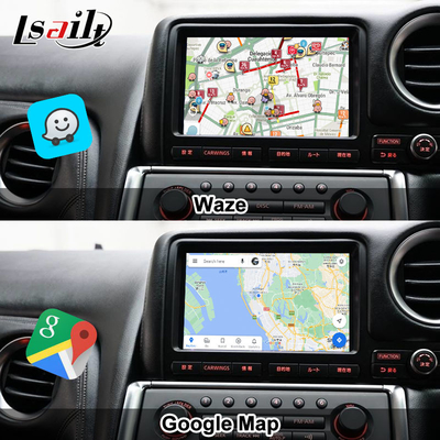 Lsailt Interface multimédia Android pour GT-R GTR R35 2011-2016 Interface de jeu de voiture sans fil Inclus YouTube, GPS,8+128 Go
