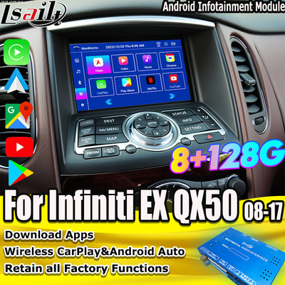 Lsailt 8G Android Module d'info-divertissement pour Infiniti EX QX50 2008-2017 Incluant le CarPlay sans fil, YouTube, NetFlix