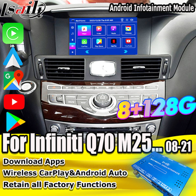 Interface multimédia 8G Qualcomm Android pour Infiniti Q70 M45 M25 2010- Boîte de jeu sans fil, Android Auto, NetFlix