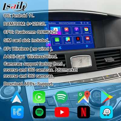Interface multimédia 8G Qualcomm Android pour Infiniti Q70 M45 M25 2010- Boîte de jeu sans fil, Android Auto, NetFlix