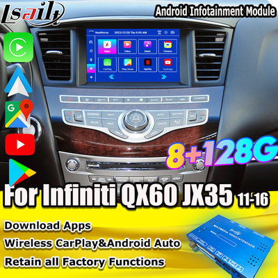 Lsailt 8G Interface multimédia Android pour Infiniti QX60 JX35 2011-2020 intégré sans fil CarPlay, Android Auto