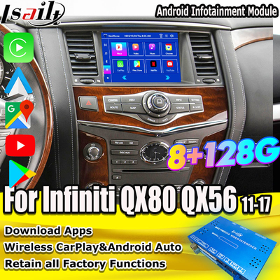 Module d'infodivertissement Android 8G pour Infiniti QX80 QX56 Nissan Patrol 20100-2021 Interface sans fil CarPlay, YouTube