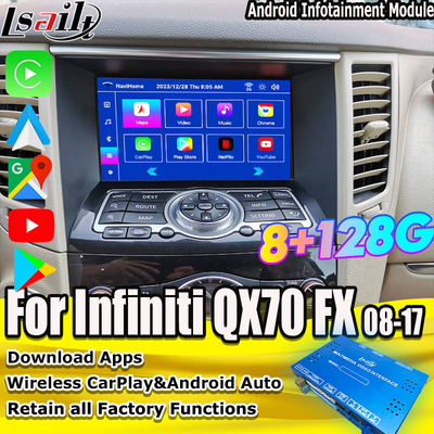 Lsailt 8G Interface multimédia Android pour Infiniti QX70 FX35 FX37 2008-2017 intégré sans fil CarPlay, Android Auto