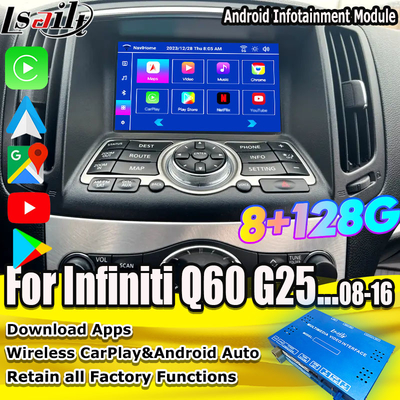 Lsailt 8G Android Module d'info-divertissement pour Infiniti Q60 G37 G35 Q40 2008-2016 Incluant le CarPlay sans fil, Android Auto