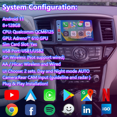 Interface vidéo Android Lsailt pour Nissan Pathfinder R52 avec Carplay Android Auto sans fil