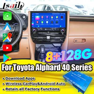 Android 13 Interface multimédia Android pour Toyota Alphard 40 Série 2023-2024 Harrier, Vellfire Prise en charge de YouTube, NetFlix, Google Play, caméras panoramiques 360