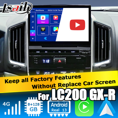Boîte de navigation Android 13 pour voiture pour Toyota LC200 GXR Unité Fujitsu Carplay waze youtube vue arrière etc.