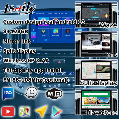 Boîte de navigation Android 13 pour voiture pour Toyota LC200 GXR Unité Fujitsu Carplay waze youtube vue arrière etc.