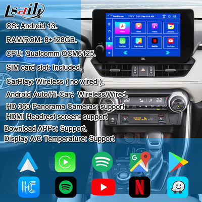Android 13 Interface d'infodivertissement Android pour Toyota RAV-4 2023-Crown, Alphard, Harrier Mise à niveau de l'écran OEM avec système multimédia Android, YouTube