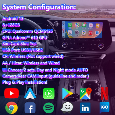 Lsailt Android Carplay Interface vidéo multimédia pour 2023-présent Lexus RX RX350 RX350h RX450h RX500h AL30