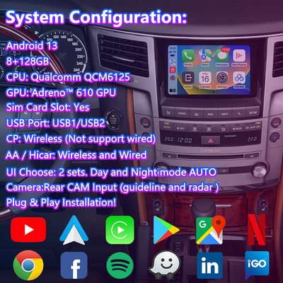 Interface vidéo multimédia Android pour 2012-2015 Lexus LX 570 LX570