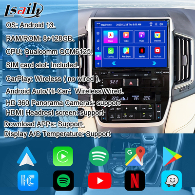 Interface multimédia Android pour Land Cruiser GX_R 2018-2021 LC200 sans fil Apple CarPlay et mise à niveau Android Auto Retrofit