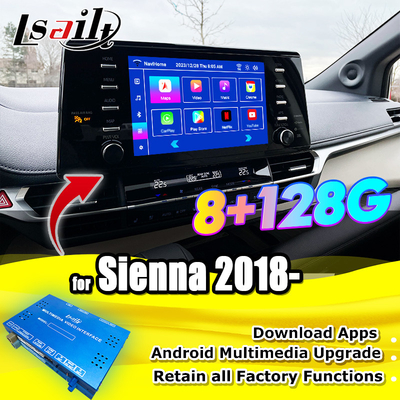 Intégration OEM et mise à niveau de l'interface Android pour Toyota Sienna 2018-2021 Camry, RAV-4 En voiture Prise en charge du multimédia YouTube, NetFlix, Caméra à 360 degrés