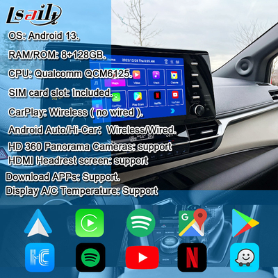 Intégration OEM et mise à niveau de l'interface Android pour Toyota Sienna 2018-2021 Camry, RAV-4 En voiture Prise en charge du multimédia YouTube, NetFlix, Caméra à 360 degrés
