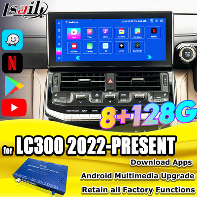 Module de mise à niveau Android OEM Lsailt pour Land Cruiser 300 2022-Présent Intégration d'interface Android YouTube, Waze, Play Store