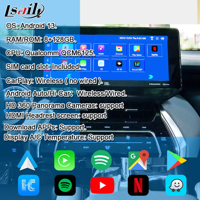 Module de mise à niveau Android OEM Lsailt pour Harrier Venza Toyota 2022 - Interface multimédia Android 12,3 pouces avec YouTube, NetFlix