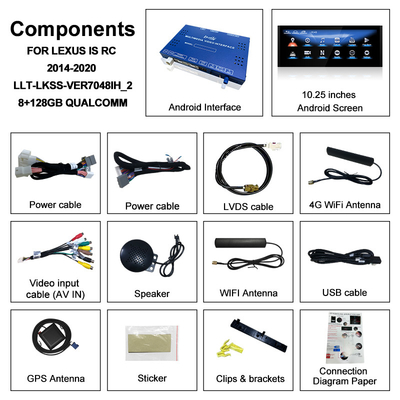 Écran Android Lexus Android 13 Multimédia 8 cœurs Qualcomm pour LEXUS IS200T IS300H IS350, prise en charge du contrôle par joystick, YouTube, Google Play, CarPlay