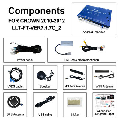 Interface multimédia Android 13 pour Toyota Crown S200 URS206 modèle 2008-2012 Module de mise à niveau Android inclus YouTube, NetFlix, Google Map