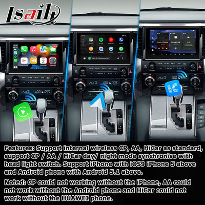 Toyota Alphard Vellfire AH30 série pur style OEM Carplay boîte automatique Android modèle 2015-2022