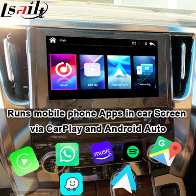 Module de mise à niveau automatique sans fil Apple CarPlay / Android pour Alphard Série 30 Vellfire Toyota Prise en charge de la radio FM, de l'a/c, du miroir, des caméras